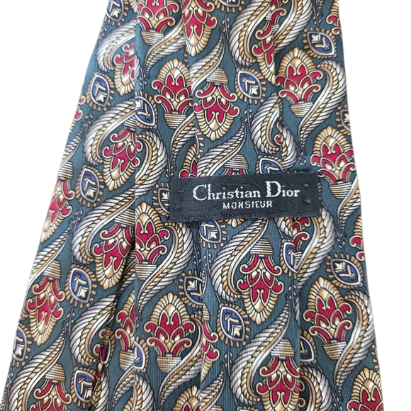 Vintage Christian Dior Monsieur Tie Silk Paisley Pattern Made in USA - Picture 1 of 5